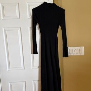 a new day Black Ribbed Long-Sleeve Maxi Dress with High Neck